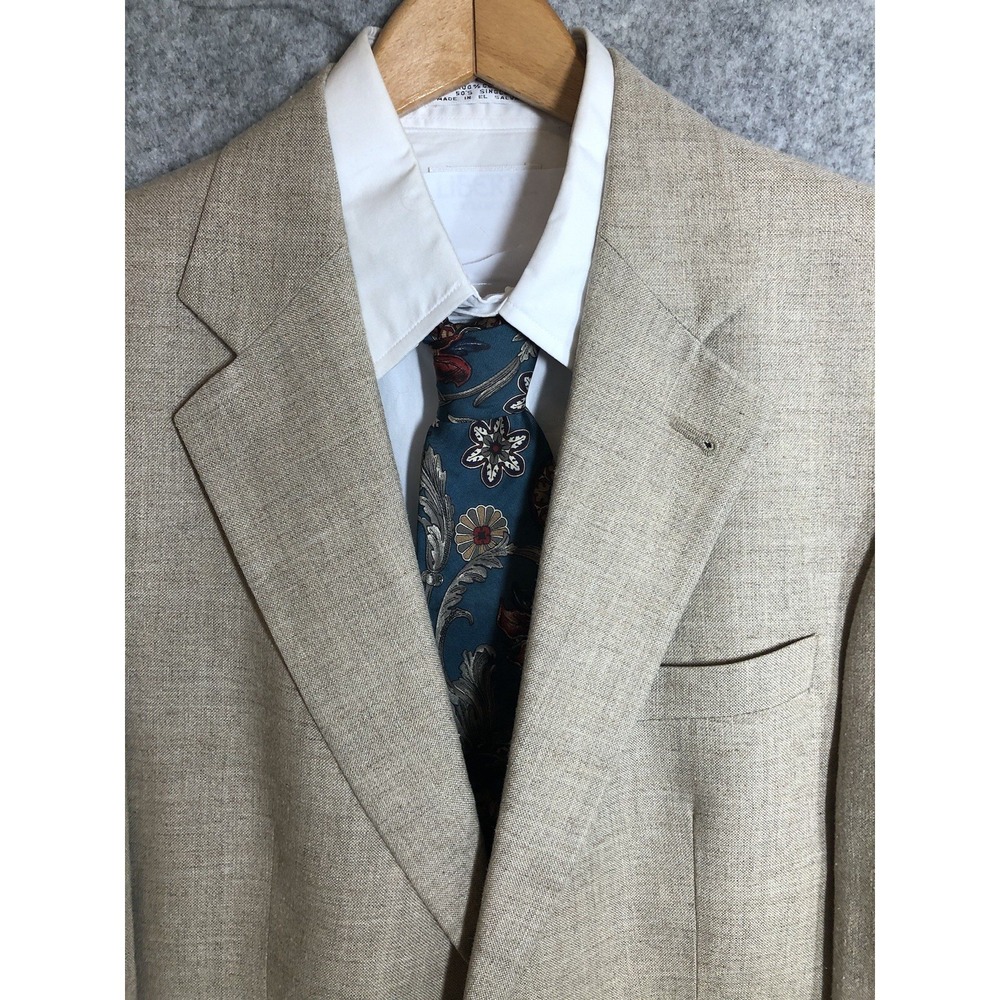 Robert Stock Blazer Mens 40R Tan Linen Blend Sport Coat Jacket Business Classic